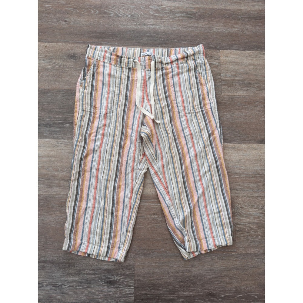 Juniper + Lime Striped Linen Blend Capri Pants